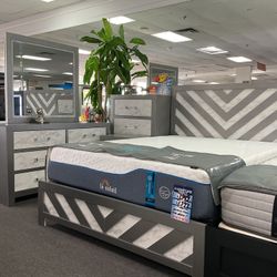 🇺🇸TAX SEASON FURNITURE SALE NOW🤩 30% OFF RETAIL, MODERN 5pc white and grey BEDROOM SET 🔥