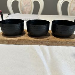 Vintage 3 Metal Cup Candle Holder