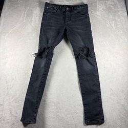 Purple Brand Jeans Men’s 31x31 Black P002 Slim Skinny Distressed Denim #1449