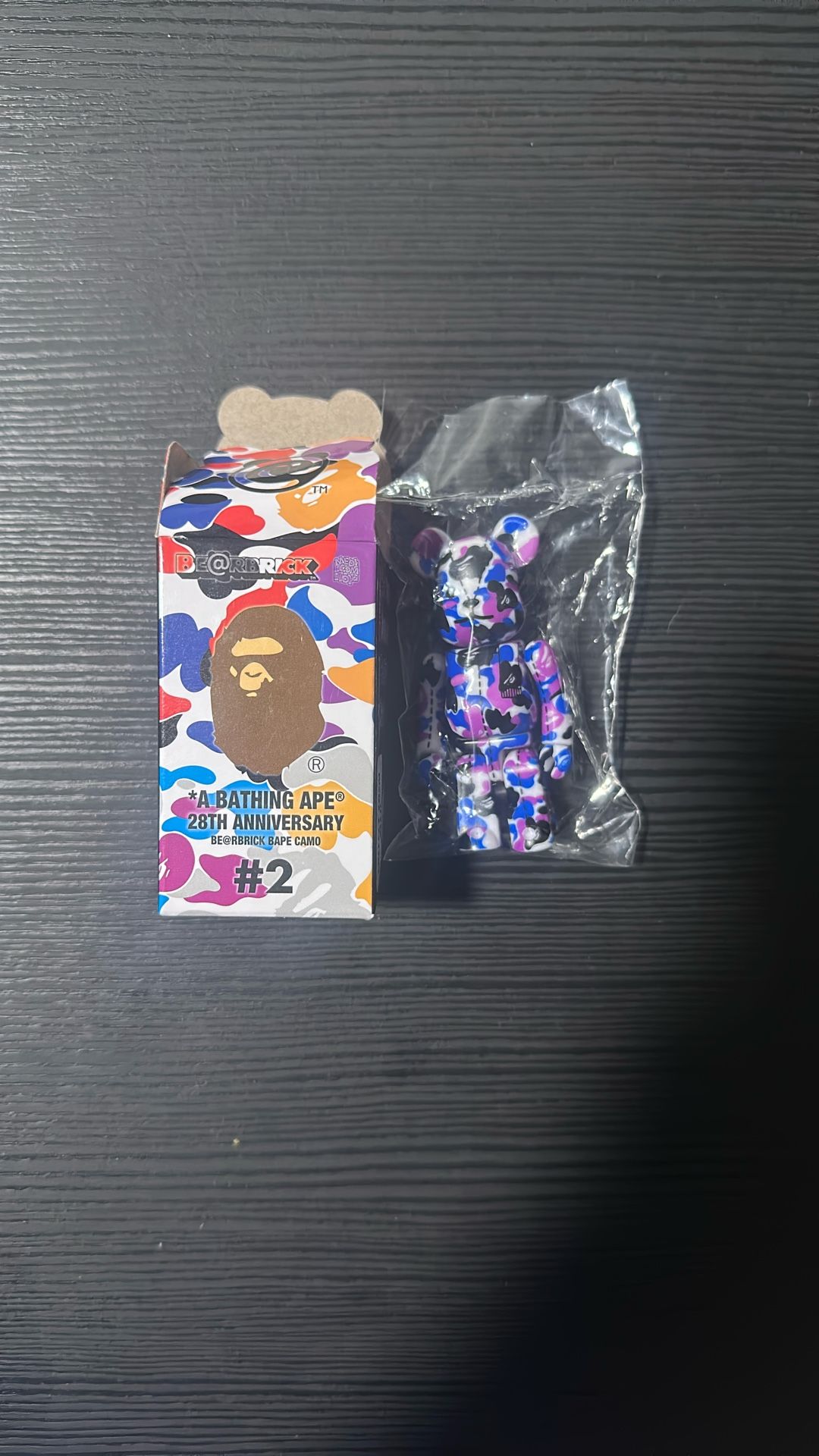 BATHING APE 28TH ANNIVERSARY BE@RBRICK BAPE CAMO #2 100% purple/blue/black
