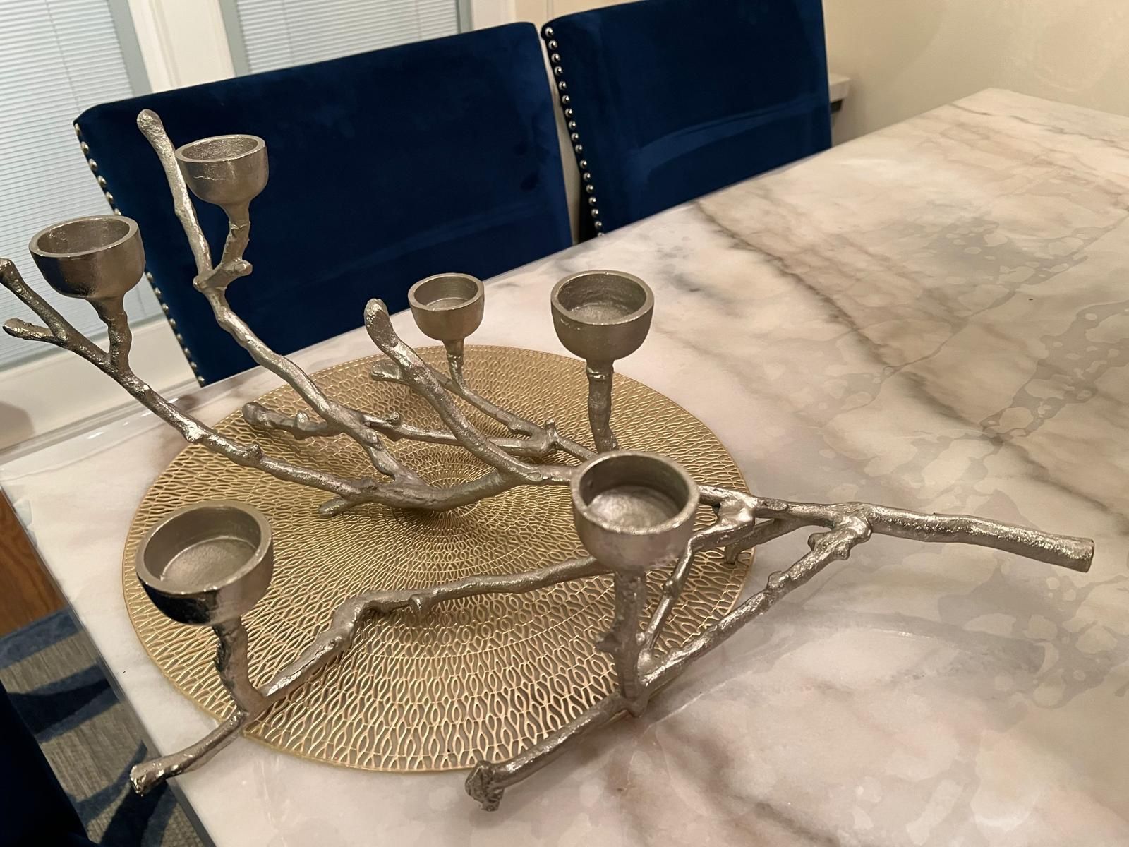 Silver Finish Tree Branch Tealight Candle Holder