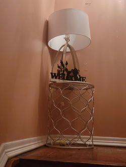 Silver Round Table With Working Lamp