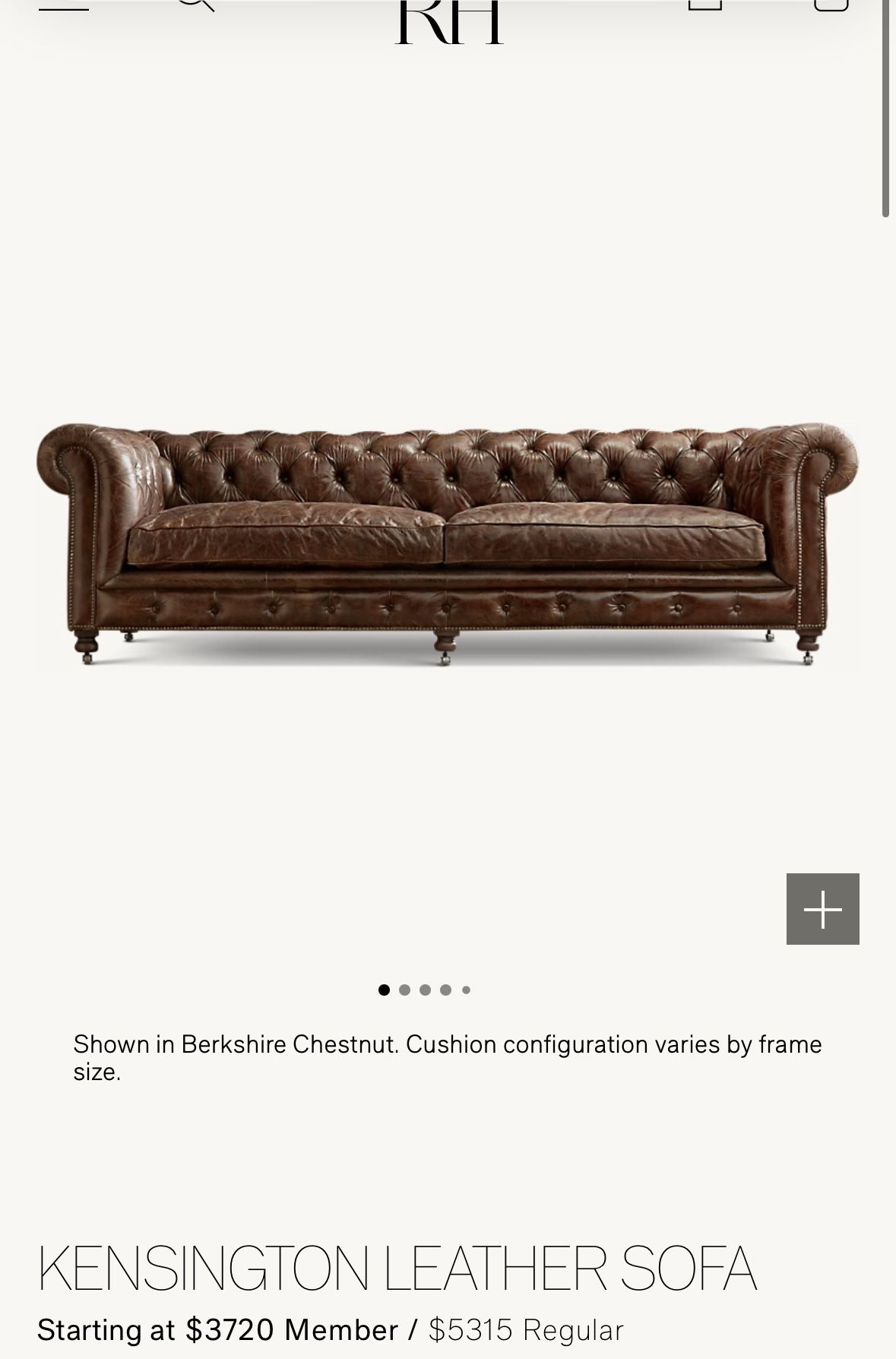 Leather Restoration Hardware Couch (DELIVERY OFFERED)