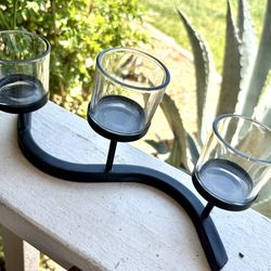 Metal And Glass Candle Holder