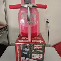 Radio Flyer Grow With Me Beginner Kick Scooter for Ages 2-5 up to 50 lbs in Pink