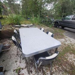 1950's Formica And Chrome Table W/6 Chairs