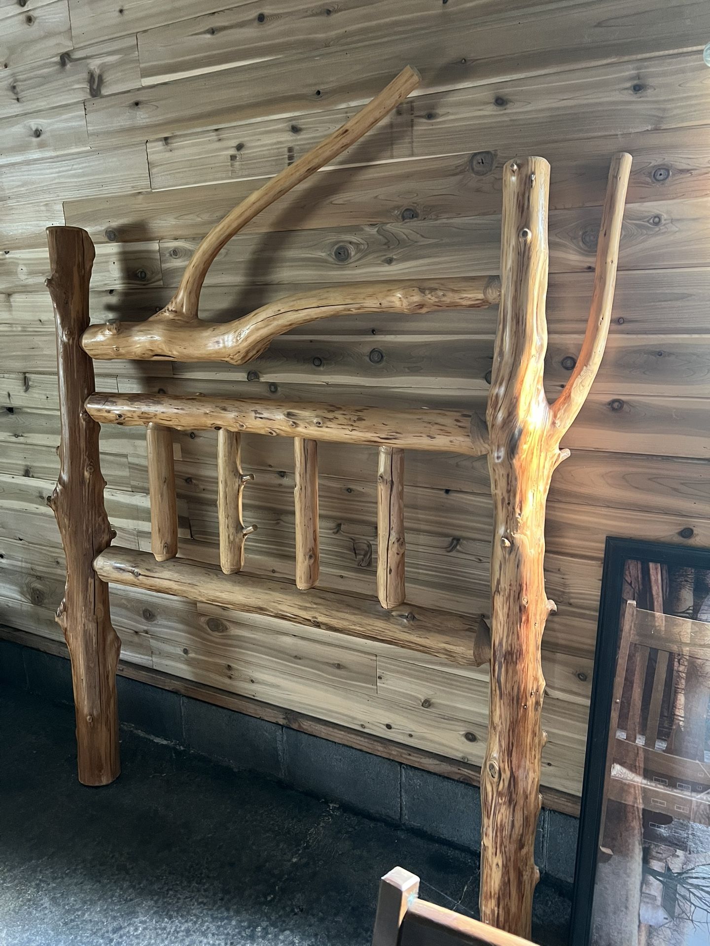 Very nice solid wood log headboard 