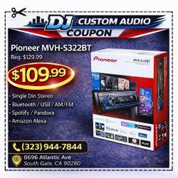 Pioneer MVH-S322BT Single Din Car Stereo Bluetooth Mp3 USB Am Fm Radio Equalizer 🚨 Payment Options Available 🚨 No Credit Needed 🚨 