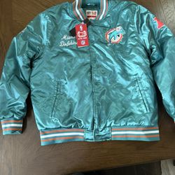 Ultra Game Dolphins Bomber Jacket Large 