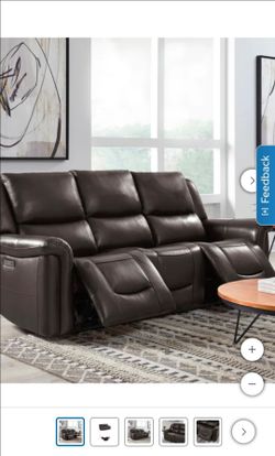 Alba Leather Power Reclining Sofa w/ Power Headrests