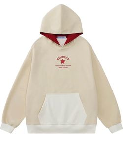 Aelfric Eden Oversized Star Graphic Hoodie Sweatshirt Pocket Pullover. Beige. XS