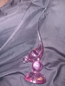 MCM Vintage Viking Glass #1311 Epic Long Tail Bird Pink Thistle Lavender Perfec