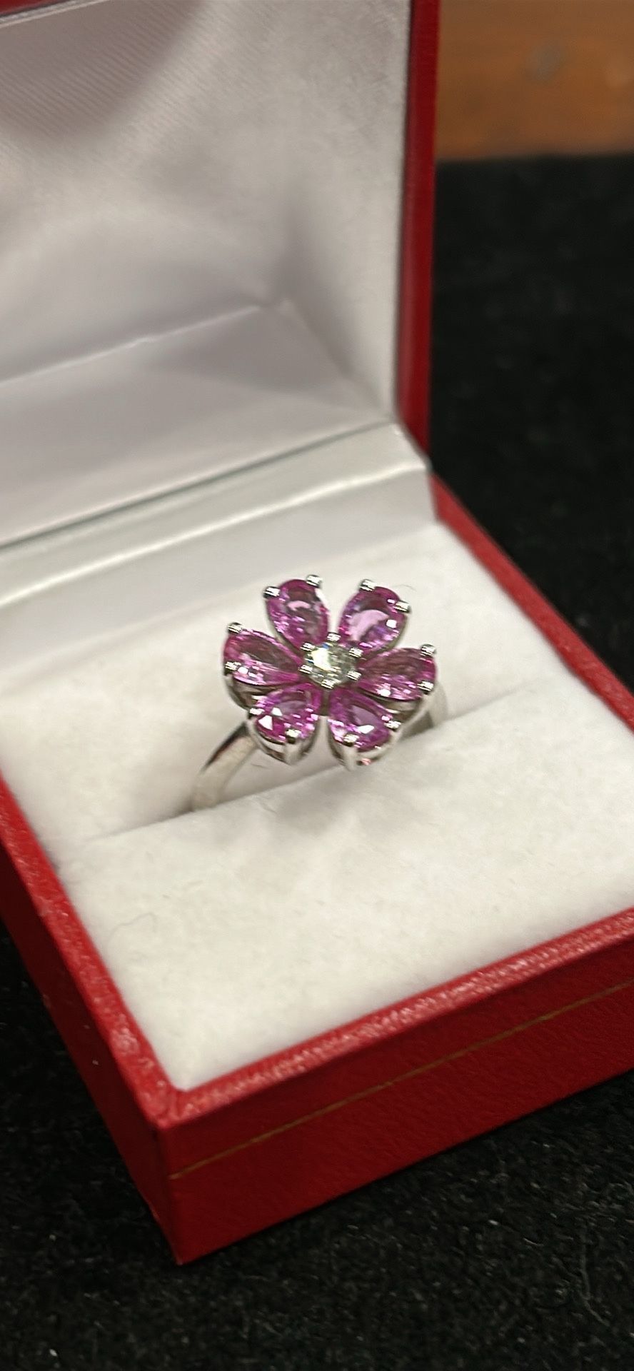Pink Sapphires & Diamond Ring