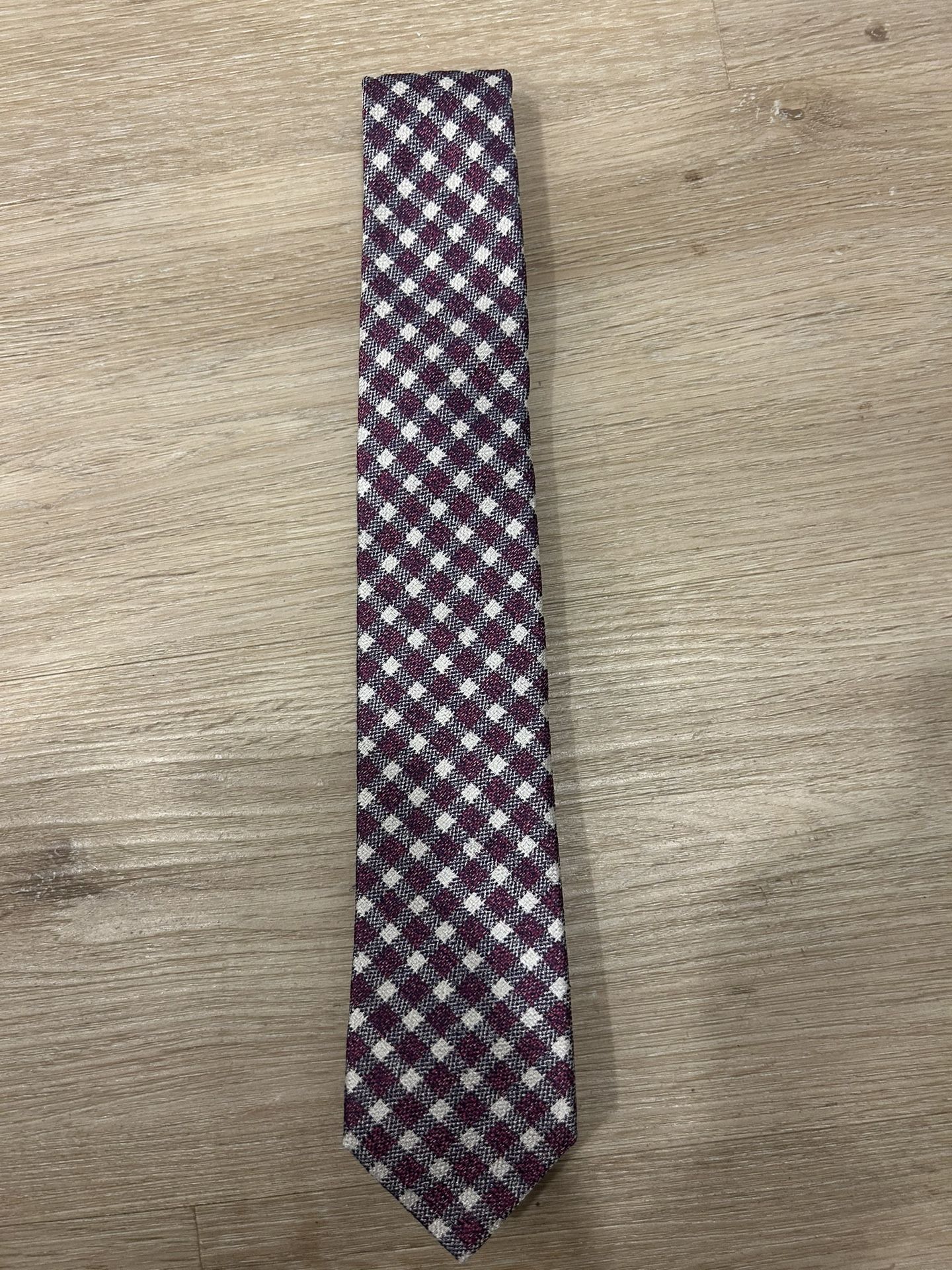 Pavesi Men’s Silk Burgundy and White Tie