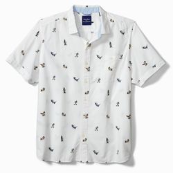 Disney Parks x Tommy Bahama Mens White Mickey Mouse Casual Button Down Shirt
