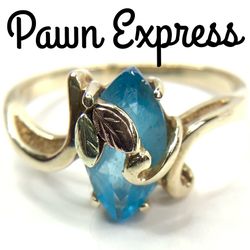 10K Black Hills Gold Blue Topaz Ring 