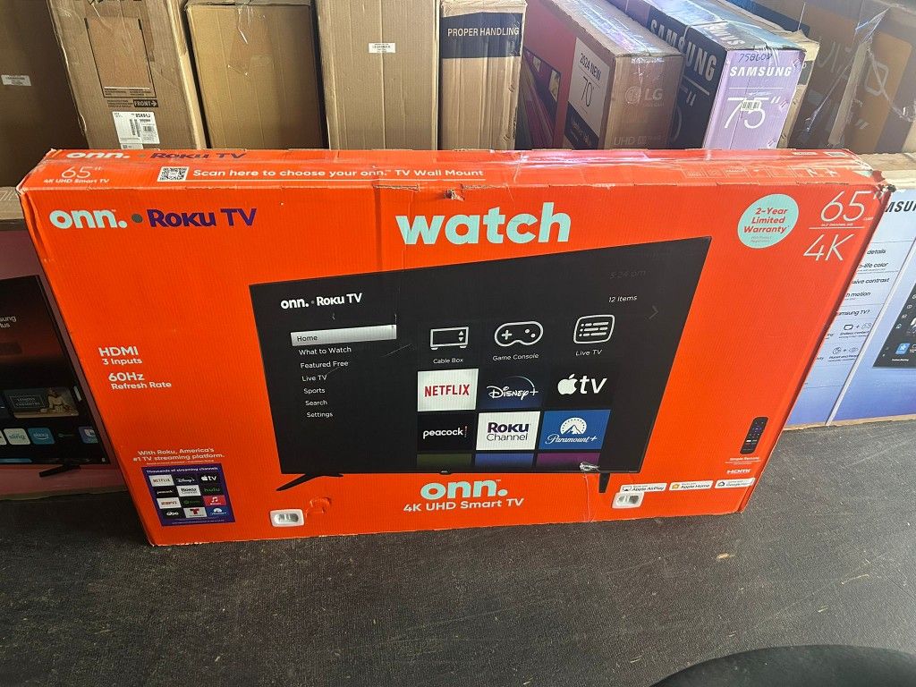 65" ONN 4k Smart Roku Tv