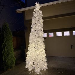 Artificial Christmas Tree White Color 12’ ft. Pre-Lit White Lights *MUST READ