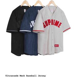 Supreme Ultrasuede Baseball Jersey Grey & Black 