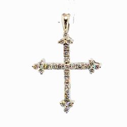 Men’s or Women’s 14k White Gold 1” Inch Diamond Cross Pendant for Necklace GP3126280