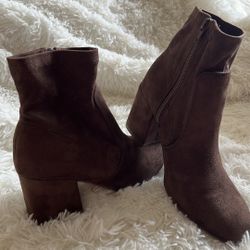 Sugar Brown suede boots, bootie fit, size 7.5 M