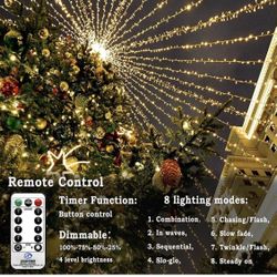 396ft 1000 LED String Lights Outdoor Christmas Lights 8 Modes & Timer Fairy Light Plug in Waterproof LED String Lights for Xmas Yard Tree Wedding Part