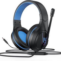 Blue Headphones with Microphone 
