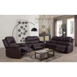 Brand New Brown Reclining Sofa Set