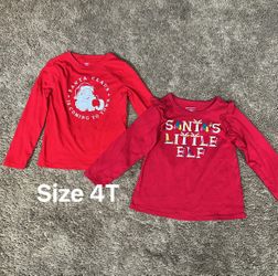 Holiday Christmas Toddler Girl Long Sleeves Bundle Size 4T