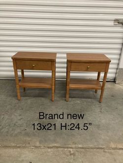 Pair of Wood Nightstands with Drawer and Shelf
