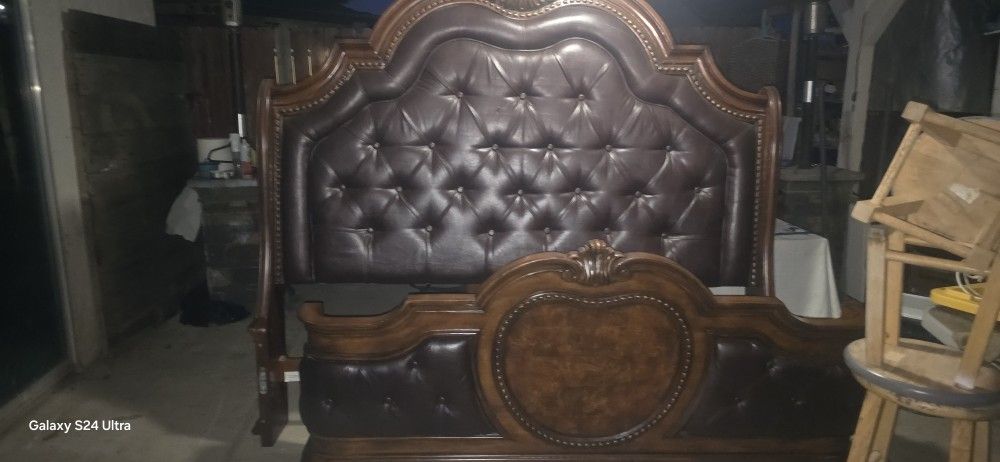 Cal-King Wood Bed.. $395. O.B.O W/ 2 New BOX Springs .