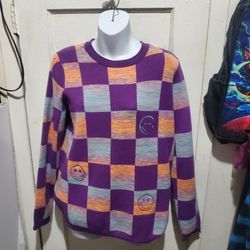 Lori Goldstein x Smiley World Crew Neck Sweater Purple Combo Size S