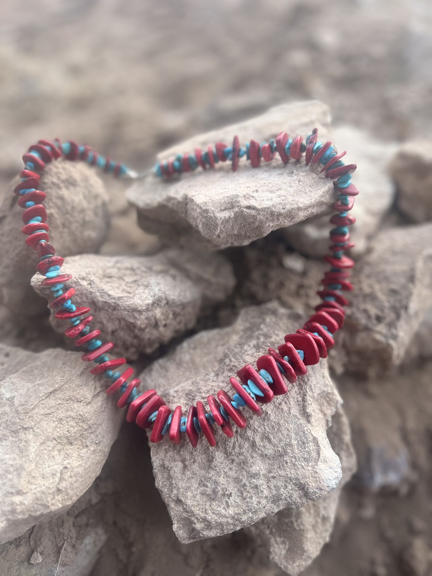 Red/turquoise Graduated Necklace