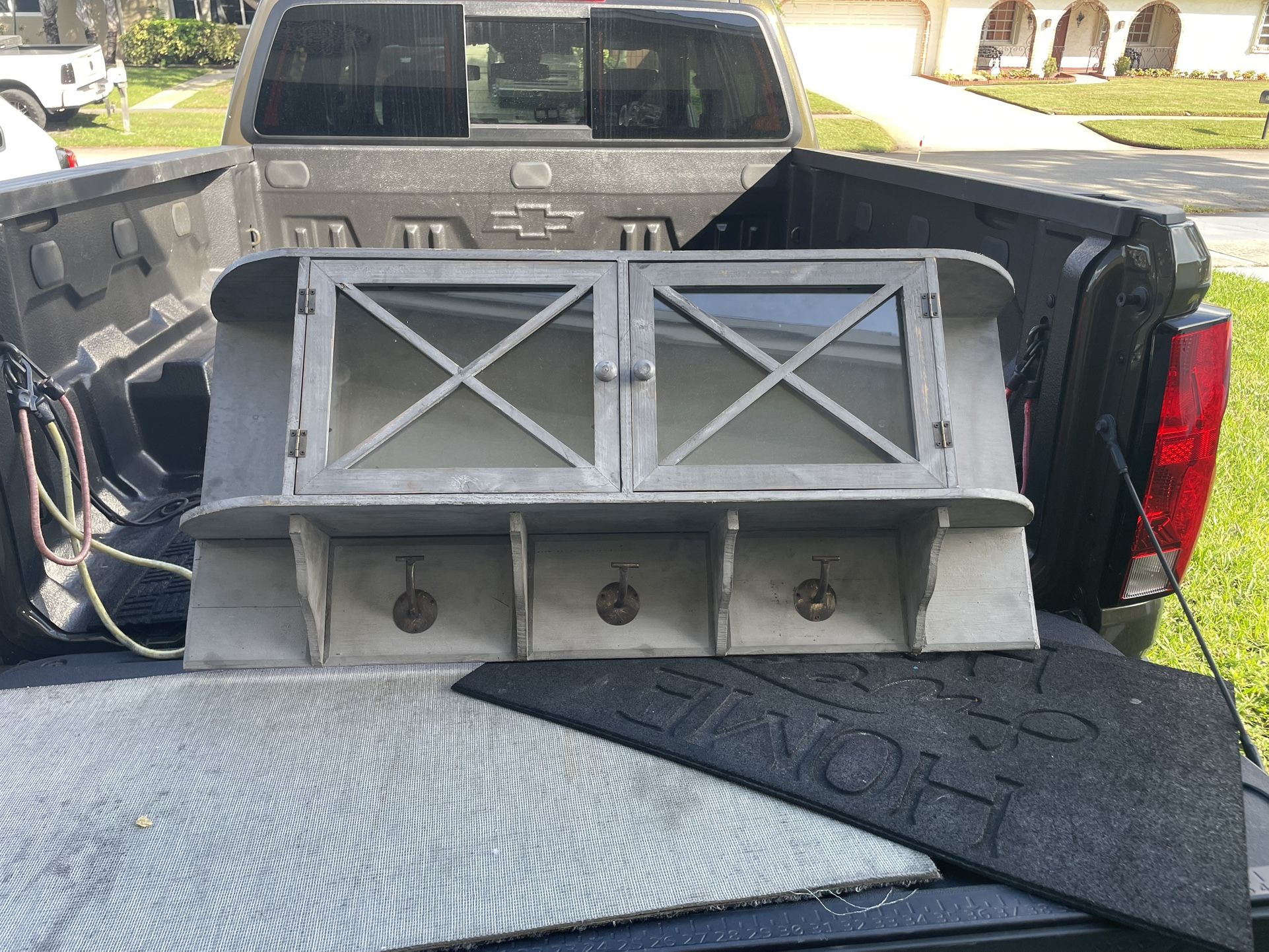 Wall hanging coat rack with storage all wood