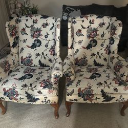 Two Cushion Flower Design Chairs