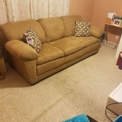 Camel Color Suede Like Sofa..Size 7ft Long..Brand New With Tag On It..very Comfortable!!