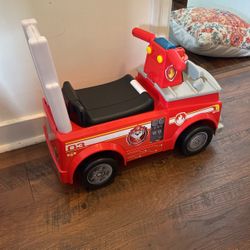 Nick Jr. Paw Patrol Marshall Fire Truck Kids' Ride-On with Lights, Sounds, Storage and Walking Bar