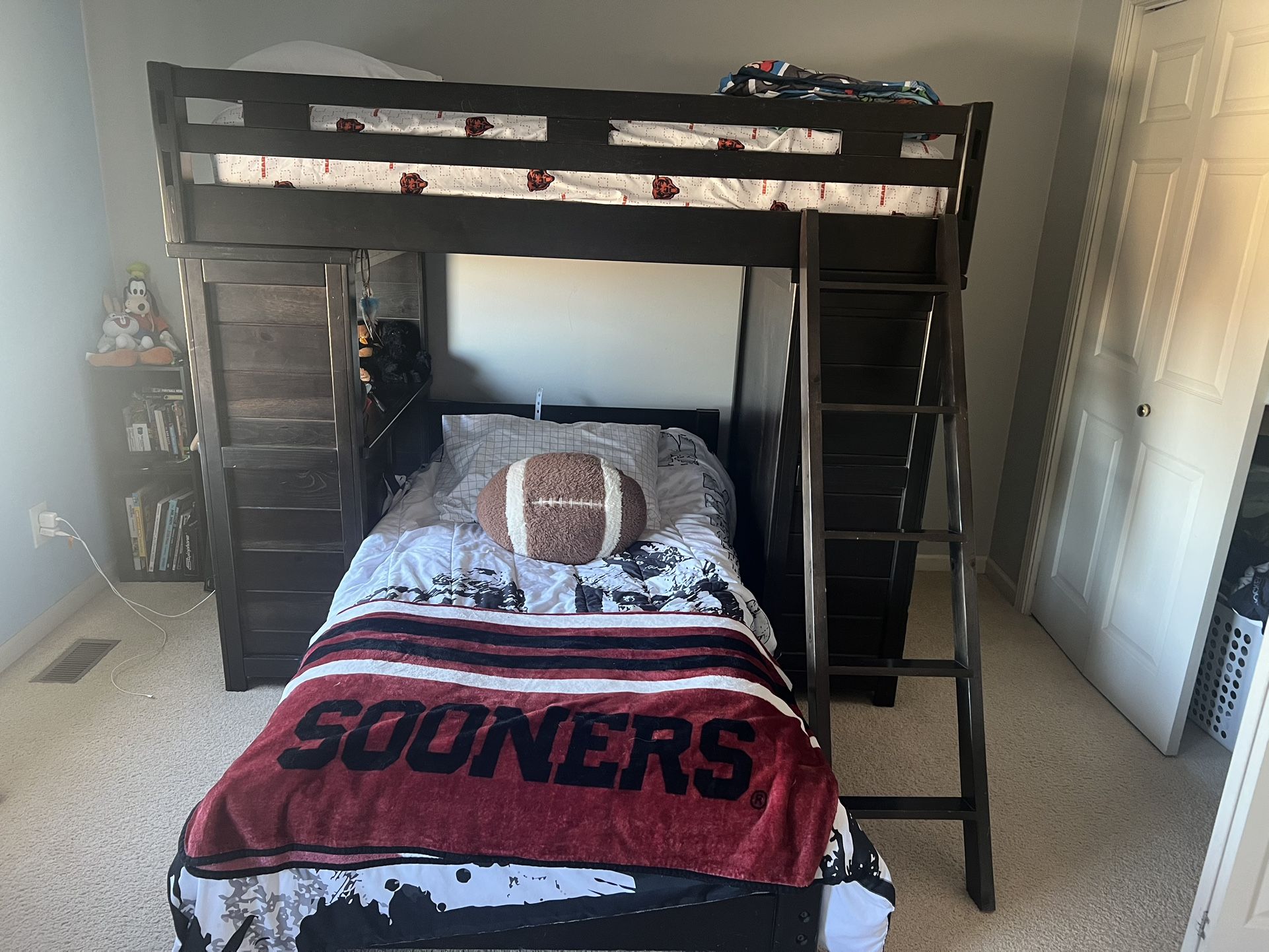 Wood Dresser And bunk beds