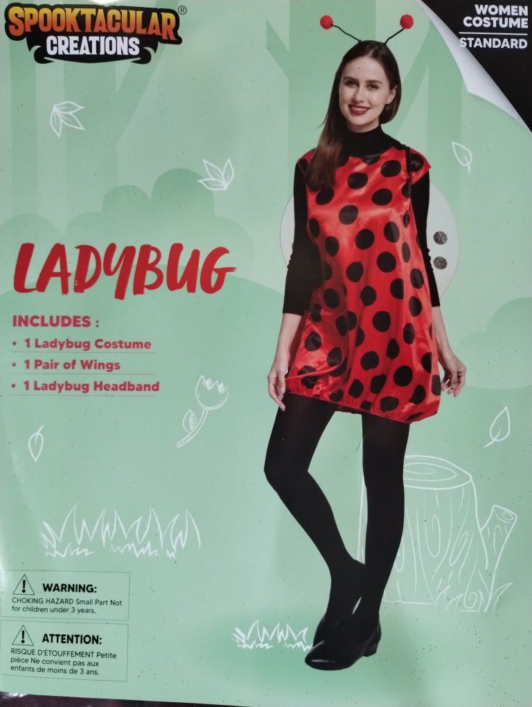 Spooktacular Creations Halloween Adult Ladybug Costume with Headband and Wings for Women

