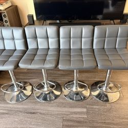 Grey Leather Bar/counter Stools