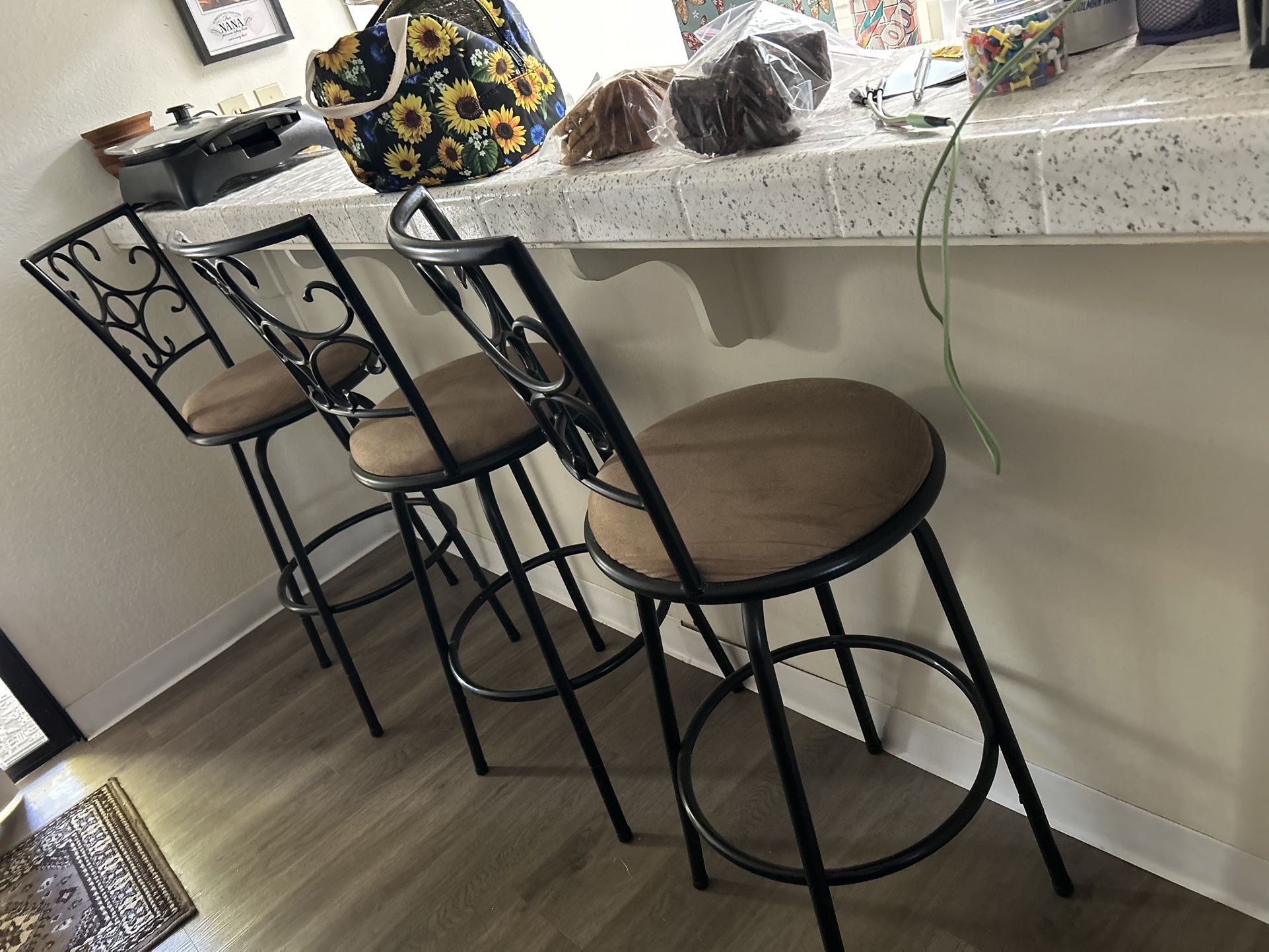 3 Piece Set Of Swivel Barstools