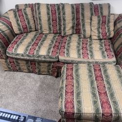 Elegant Royal-Toned Sofa with Ottoman