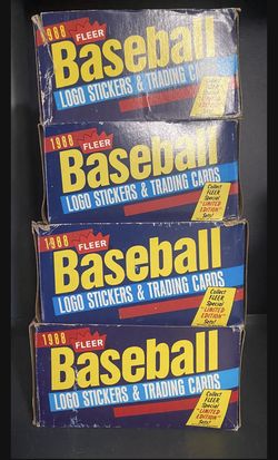 1988 FLEER Baseball Trading Card Wax Packs x 4 Boxes 