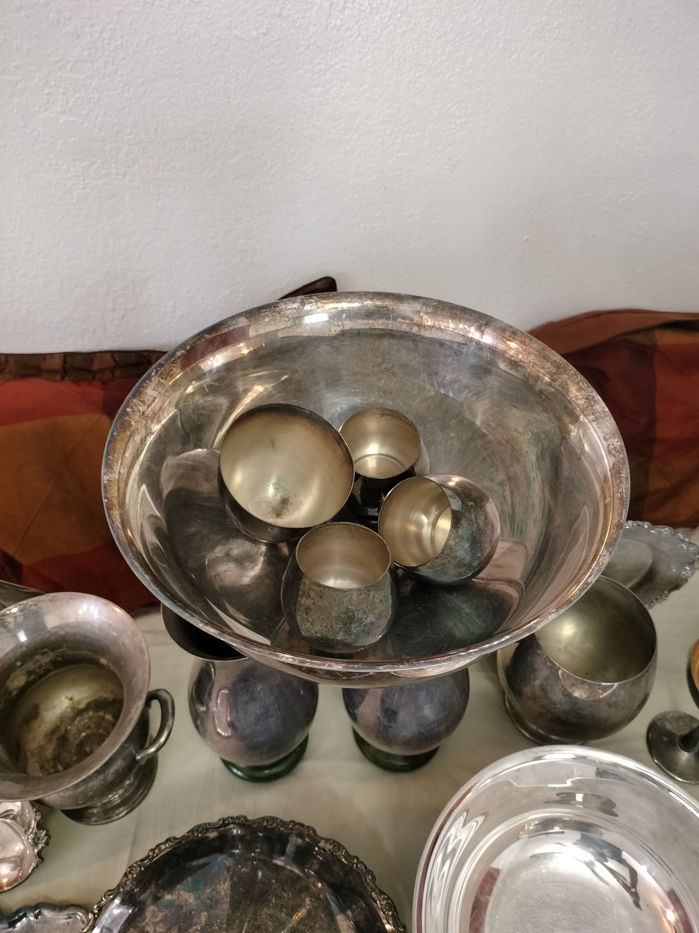 Huge Lot Of 70 Plus Antique Silver Plate Bowls , Tea Pots , Plates , Trays & More
