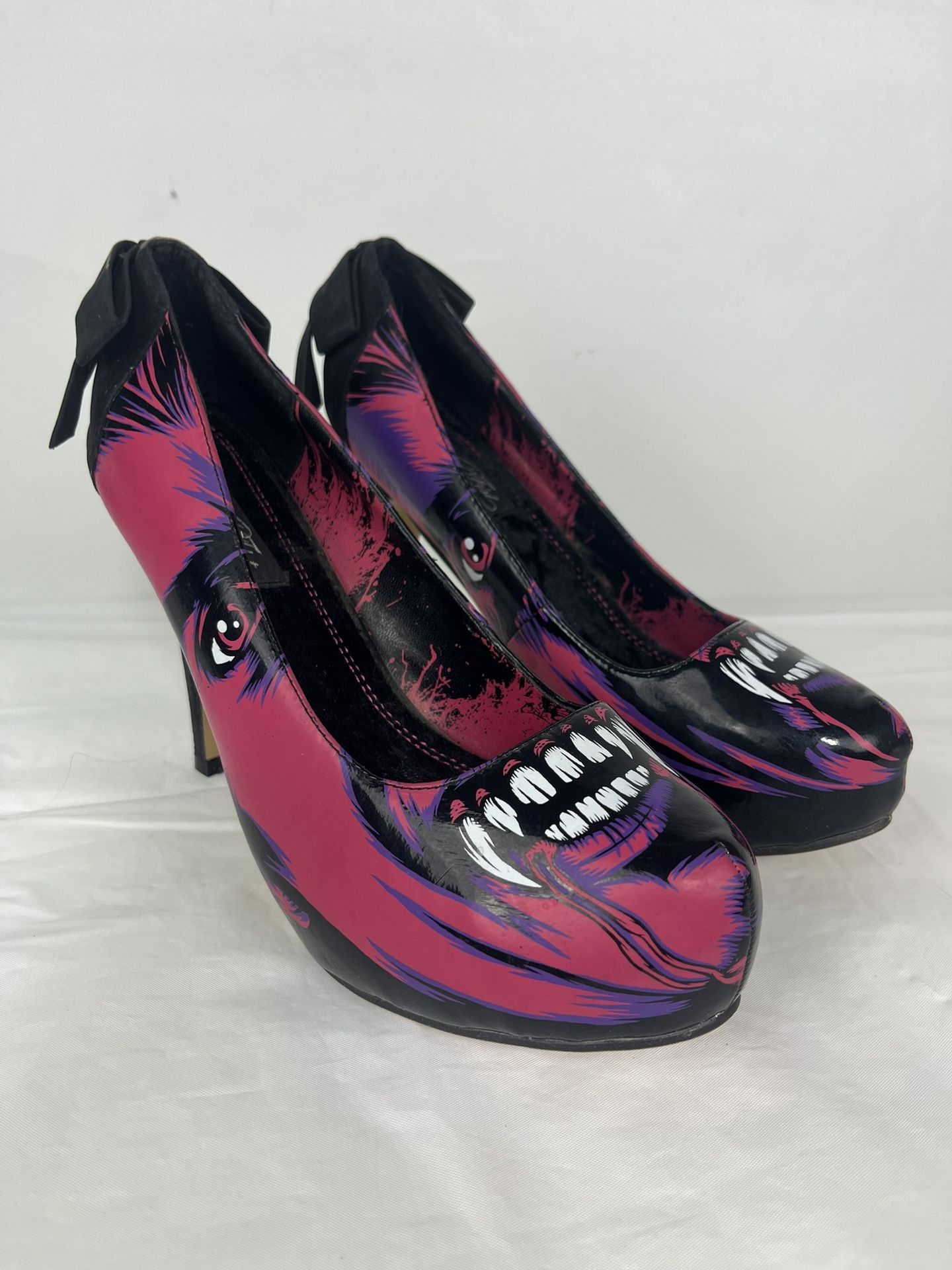 Iron Fist Wolf Beater Werewolf Red Faux Leather Heels Size 10 Goth Punk Horror Monster Halloween high heels 