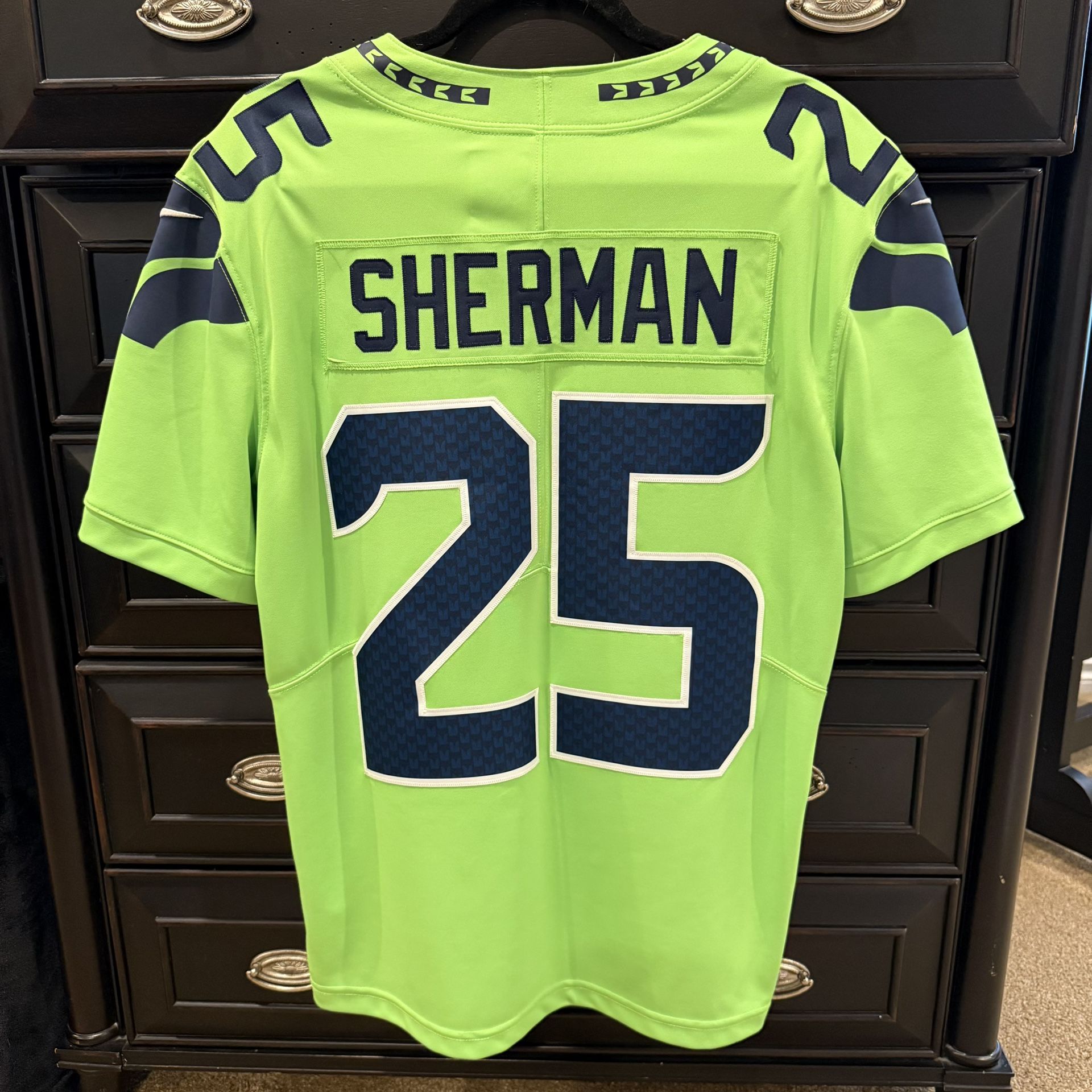 Richard Sherman #25 Action Green Seahawks Jersey - Men’s Medium