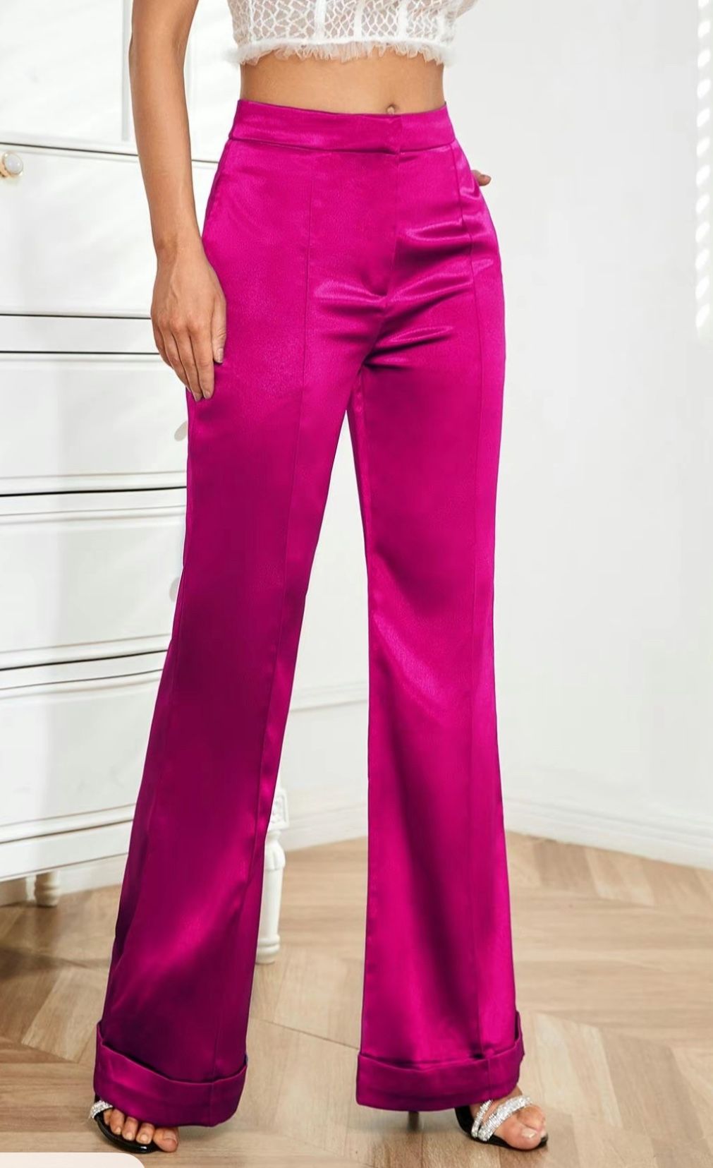 Satin High-Waist Flare Pants; Size XL $15 (Brand New)