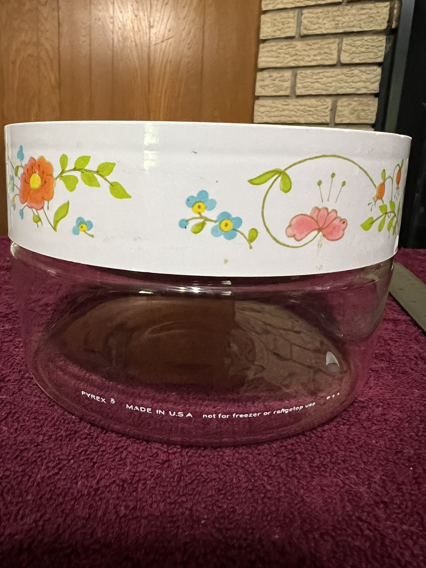 Vintage Pyrex Wildflower Clear Glass See N Store Canister Jar With Lid Approximate Measurements:  3.75”high x 4.25" base