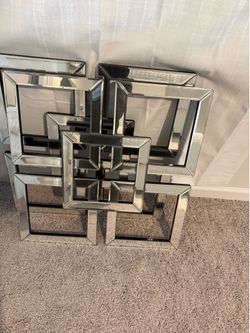 Modern Geometric Mirrored Wall Decor – Silver Glam Wall Sculpture