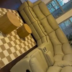 Familymill L-Shaped Breathable Leather Reclining Sofa OBO!!!